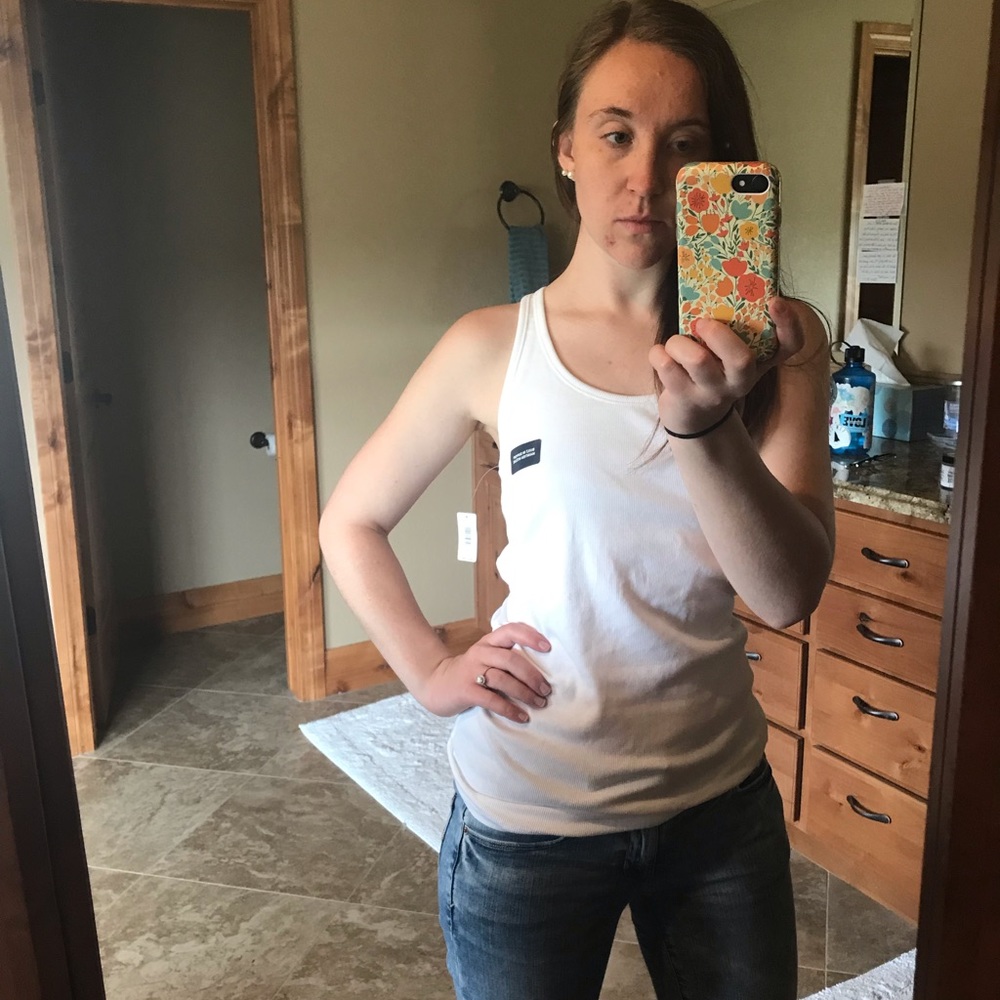 Rubbed Tank Top with Built in Cami